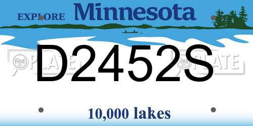 D2452S Minnesota License Plate