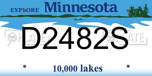 D2482S Minnesota License Plate