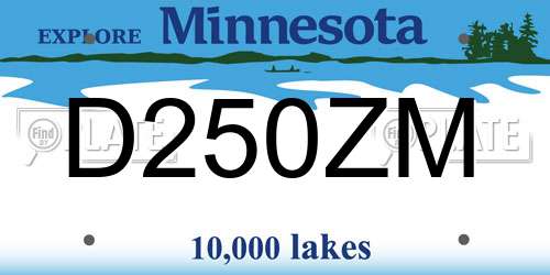 D250ZM Minnesota License Plate