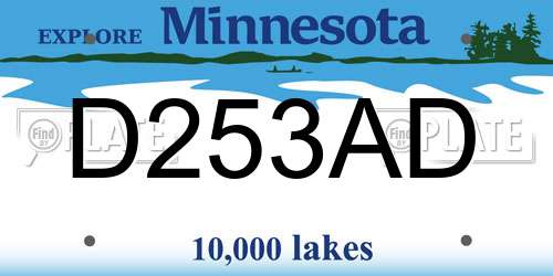 D253AD Minnesota License Plate