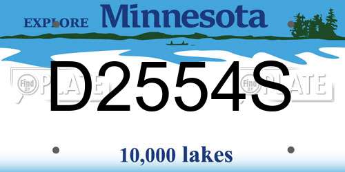 D2554S Minnesota License Plate