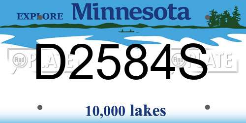 D2584S Minnesota License Plate