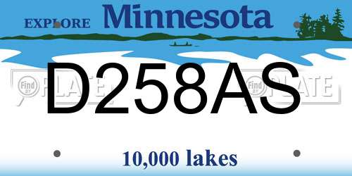 D258AS Minnesota License Plate