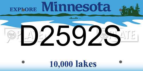 D2592S Minnesota License Plate