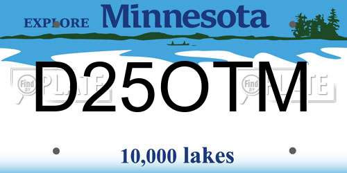 D25OTM Minnesota License Plate