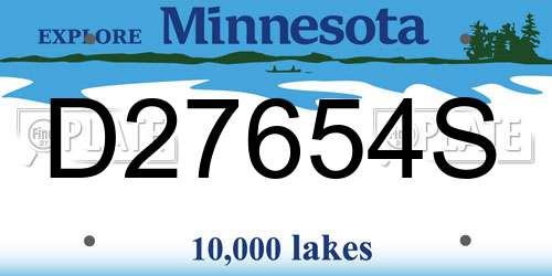 D27654S Minnesota License Plate