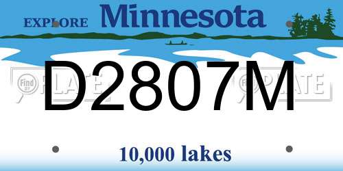 D2807M Minnesota License Plate