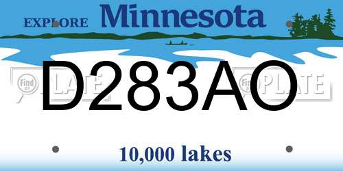 D283AO Minnesota License Plate