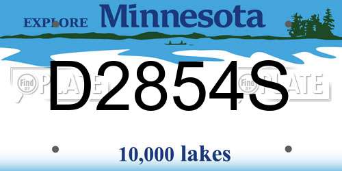 D2854S Minnesota License Plate