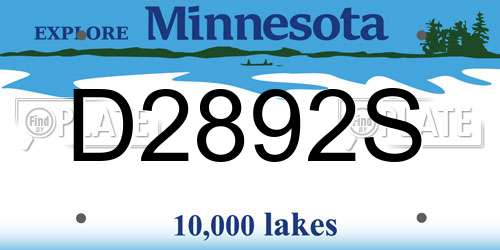 D2892S Minnesota License Plate