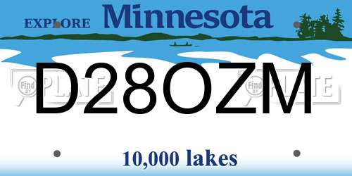 D28OZM Minnesota License Plate
