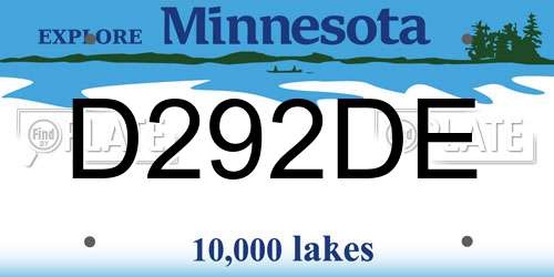D292DE Minnesota License Plate