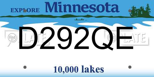 D292QE Minnesota License Plate