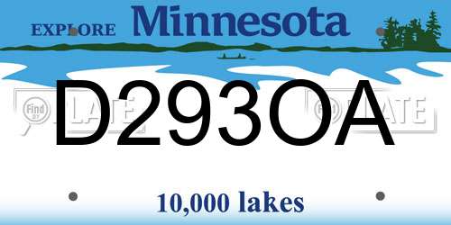 D293OA Minnesota License Plate