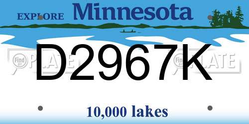 D2967K Minnesota License Plate