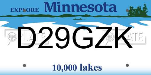 D29GZK Minnesota License Plate