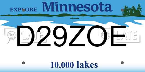 D29ZOE Minnesota License Plate
