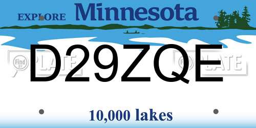 D29ZQE Minnesota License Plate