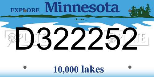 D322252 Minnesota License Plate