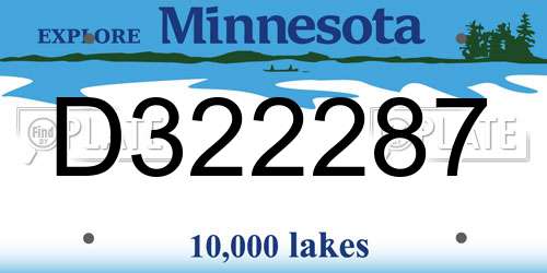 D322287 Minnesota License Plate