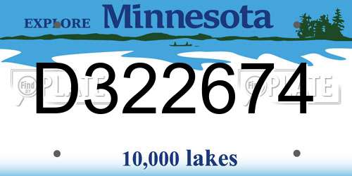 D322674 Minnesota License Plate