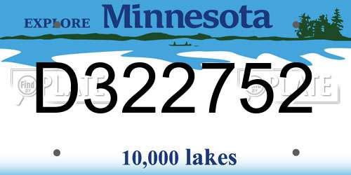 D322752 Minnesota License Plate