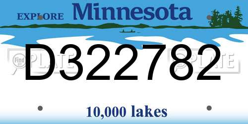 D322782 Minnesota License Plate