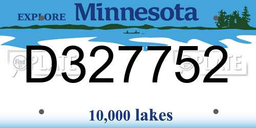 D327752 Minnesota License Plate