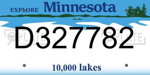 D327782 Minnesota License Plate