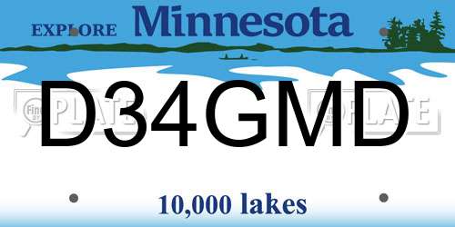 D34GMD Minnesota License Plate
