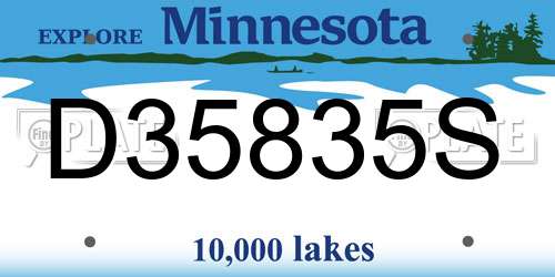 D35835S Minnesota License Plate