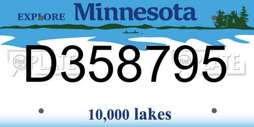 D358795 Minnesota License Plate