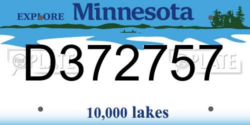 D372757 Minnesota License Plate