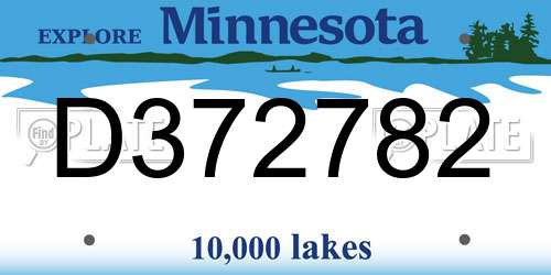 D372782 Minnesota License Plate