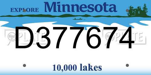 D377674 Minnesota License Plate