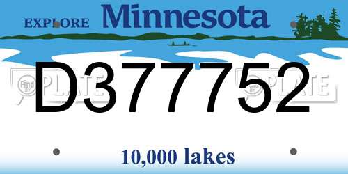 D377752 Minnesota License Plate