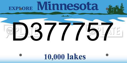 D377757 Minnesota License Plate