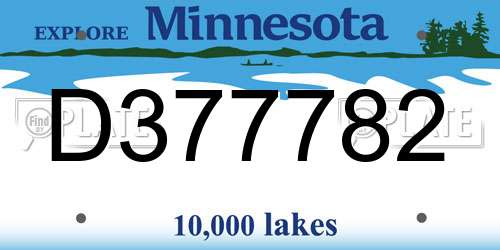 D377782 Minnesota License Plate