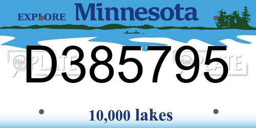 D385795 Minnesota License Plate