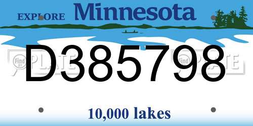 D385798 Minnesota License Plate