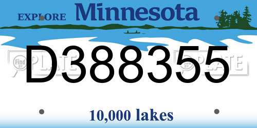 D388355 Minnesota License Plate