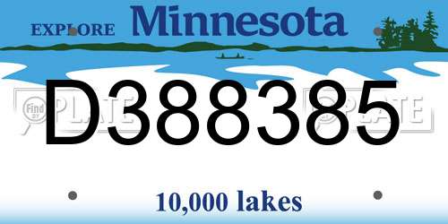 D388385 Minnesota License Plate