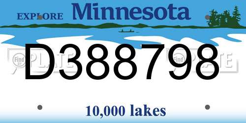 D388798 Minnesota License Plate