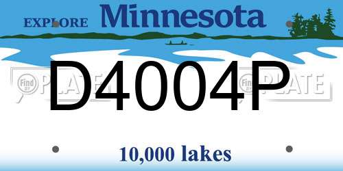 D4004P Minnesota License Plate