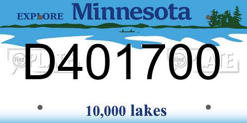 D401700 Minnesota License Plate