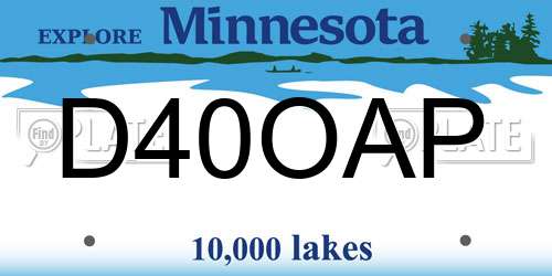 D40OAP Minnesota License Plate