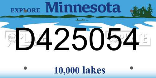 D425054 Minnesota License Plate