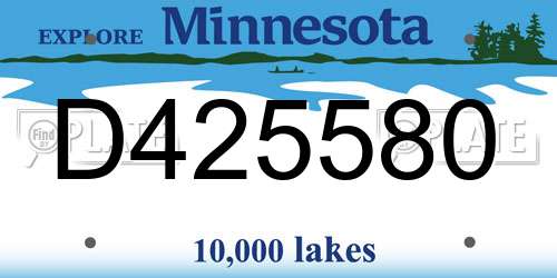 D425580 Minnesota License Plate