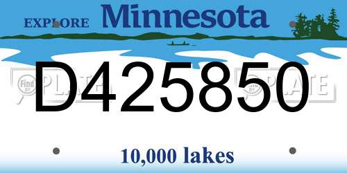 D425850 Minnesota License Plate