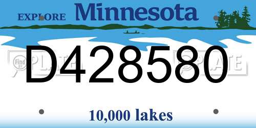D428580 Minnesota License Plate